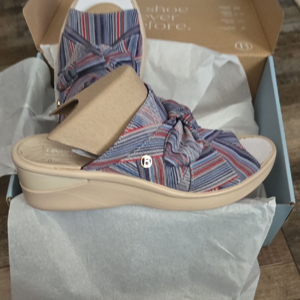 Colorful Striped Wedge Sandals - Bzees - Picture 4 of 5